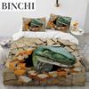 3D Cartoon Dinosaurier Illusion Bettdecke Bettwäsche Set Queen Size Bettbezug Kissenbezug Für Jungen Geschenk