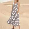 Women's Fashion Casual Solid Colour Sleeveless Cotton Linen Pocket Dress