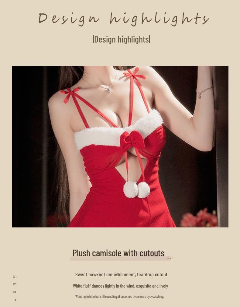 Velvet Christmas Lingerie Nightgown with Role Play Robe Set