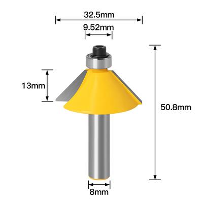 8 Handle 8 * 32 Diameter 45 Degree Bevel Cutter Woodworking Milling Cutter Trimming Machine Engraving Cutter Head 45 Degree Chamfer Cutter