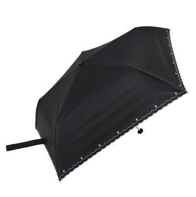 Rose Sangyo 50cm Lightweight and Cooling Mini Folding Umbrella for Sun and Embroidered Small 63500201 Rain, Flowers, Black,