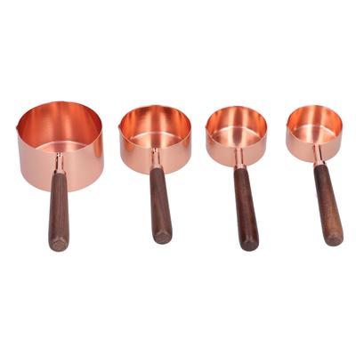 4 Peças de Xícara Medidora Dourado Rosa com Escala Colher Medidora de Aço Inoxidável para Cozinha Doméstica