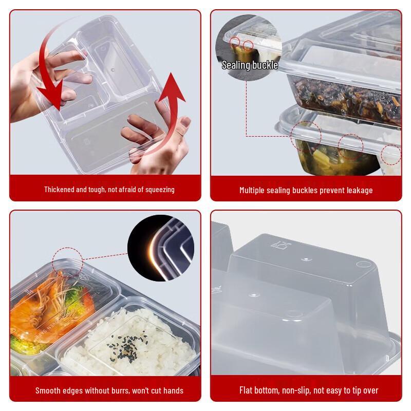 Disposable 4-Compartment Lunch Boxes with Lids