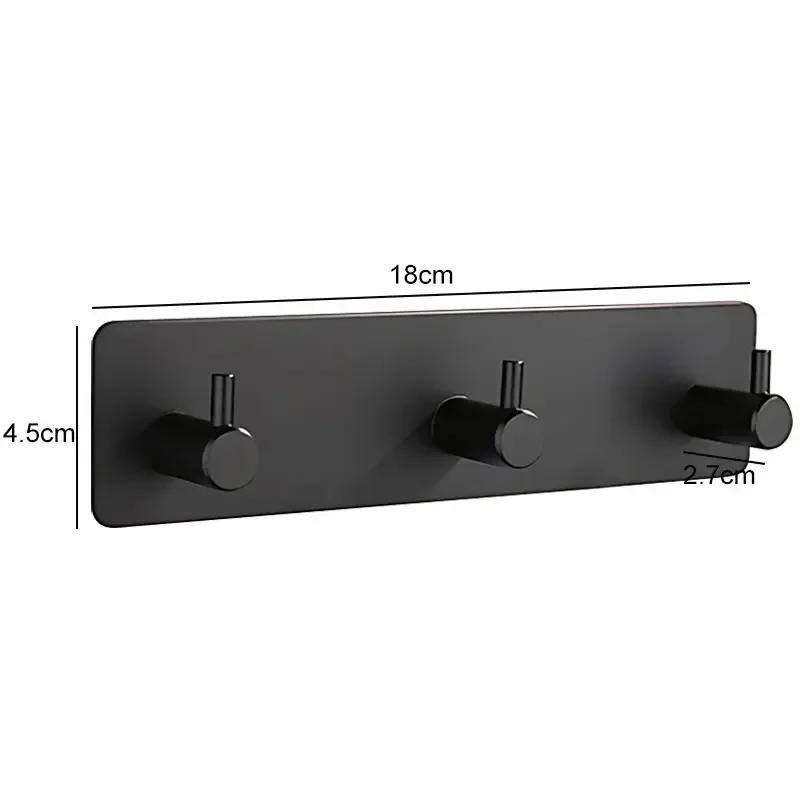 New Coat Towel Door Hooks Bathroom Hanger Wall Hook 304 Stainless Steel 2/3/4/5/6 Holder Row Adhesive Clothes Storage Robe