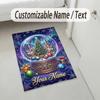 Christmas Theme Crystal Velvet Rug Personalized Custom Name Text Soft Floor Mat Home Decor