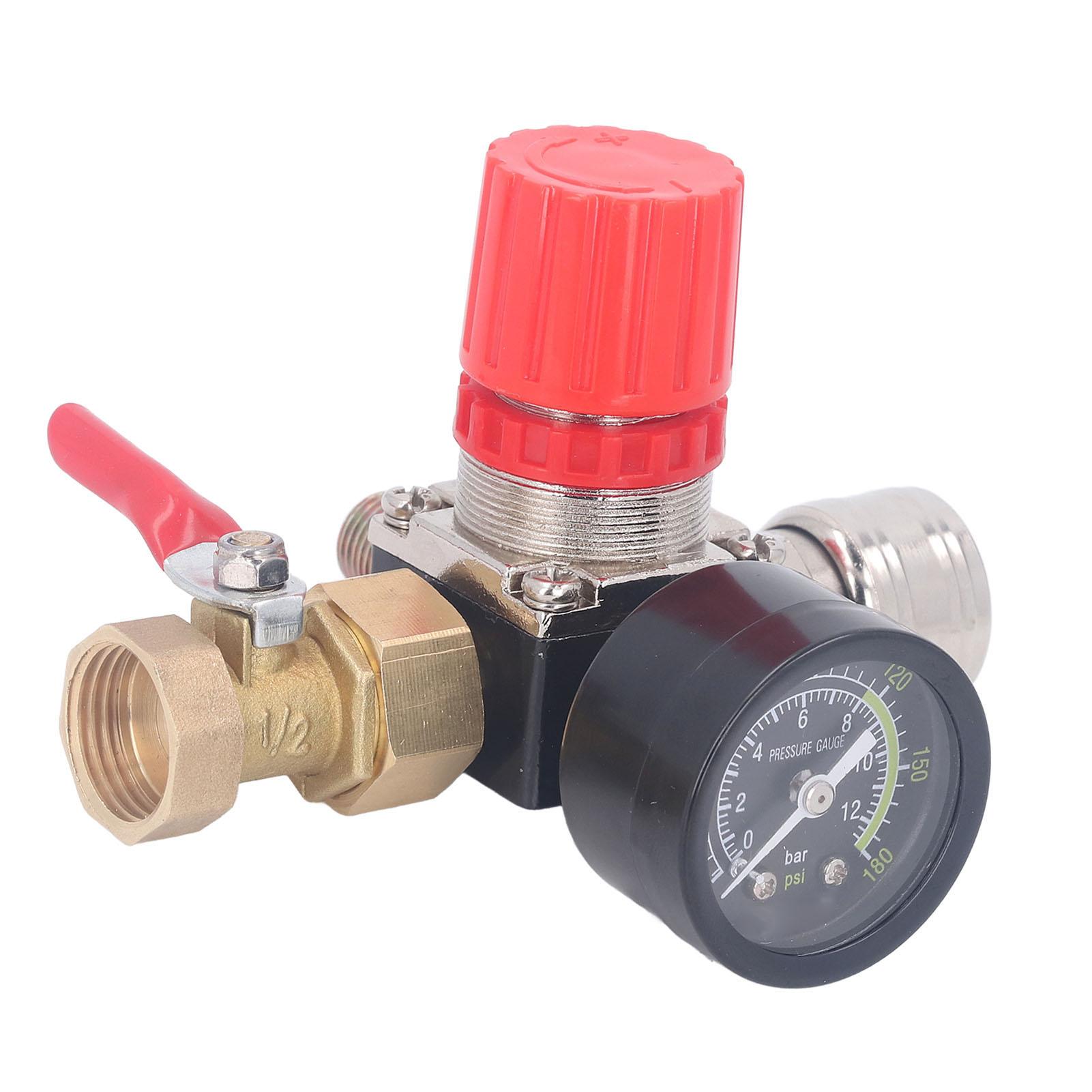 

Комплект регулятора воздушного компрессора с манометром 4-ходовой клапан 0-180 PSI Европейский стиль для пневматических инструментов 1/2 Inch