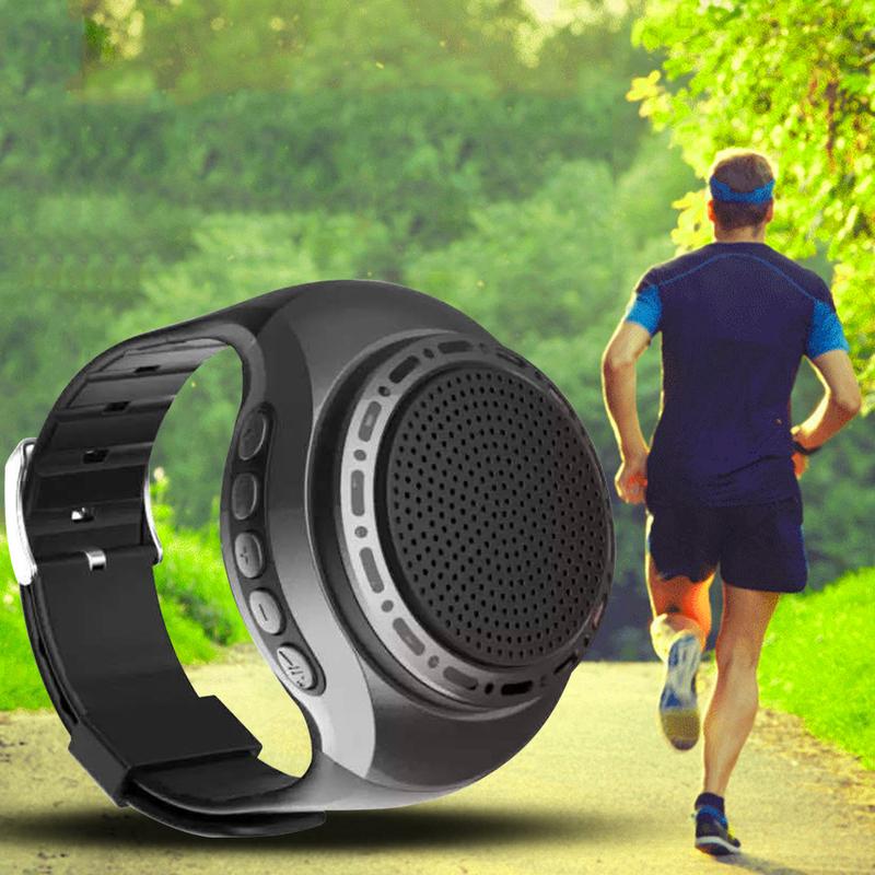 Reloj de Pulsera Altavoz Bluetooth con Radio FM Portátil para Deportes al Aire Libre Correr Wearable Mini Altavoz Subwoofer Inalámbrico