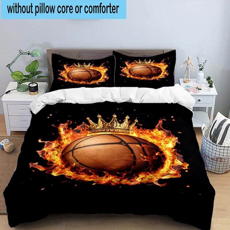 3PCS Basketball Crown Fire Sport 3pcs Bedding,Including 3PCS Duvet Cover And 2pcs Pillowcases Perfect for Christmas,Ideal for Bedroom, Dormitory