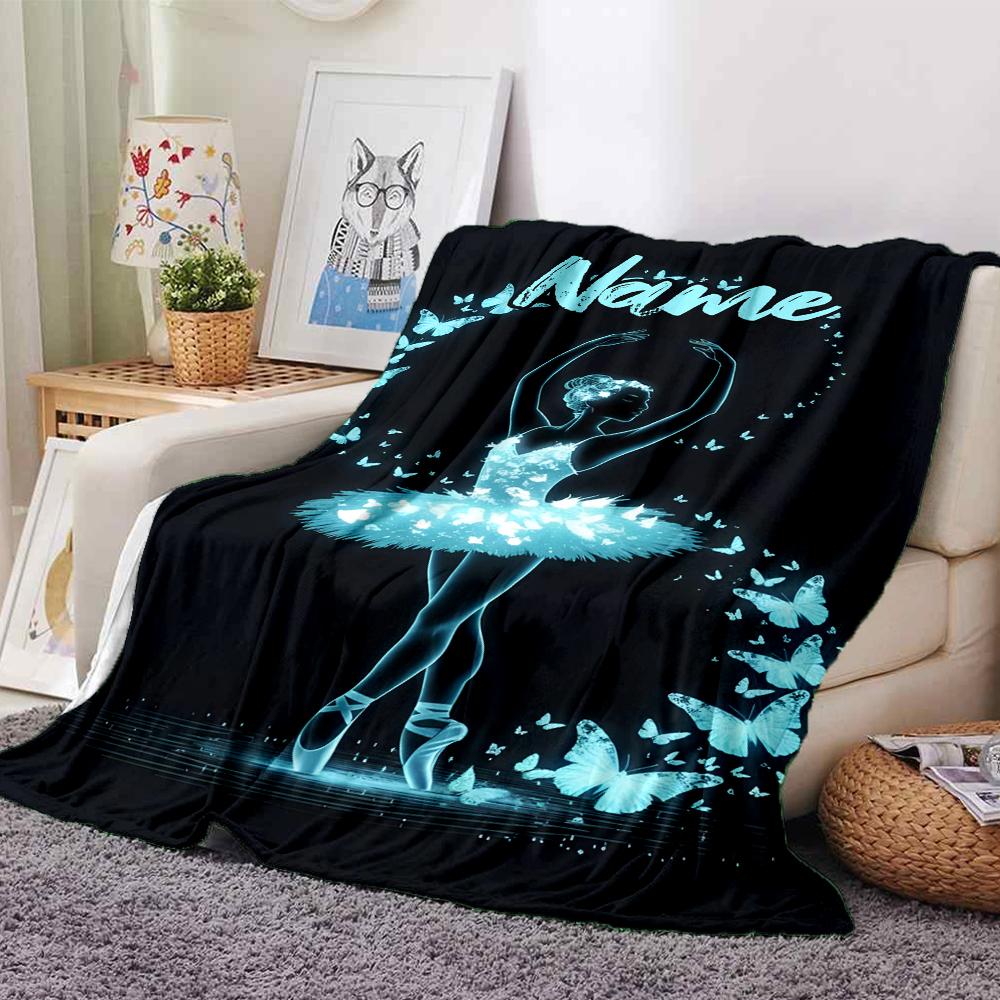 Custom Name Ballet Theme Printed Blanket - Perfect for Couch, Bed, Travel & Outdoor Use | Machine Washable, Cozy & Durable.