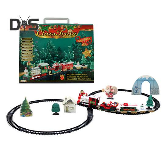 

1 набор рождественских электрических игрушечных поездов с вагонами локомотива, обучающая рождественская классическая игрушечная железная дорога со светом и звуком для мальчиков A