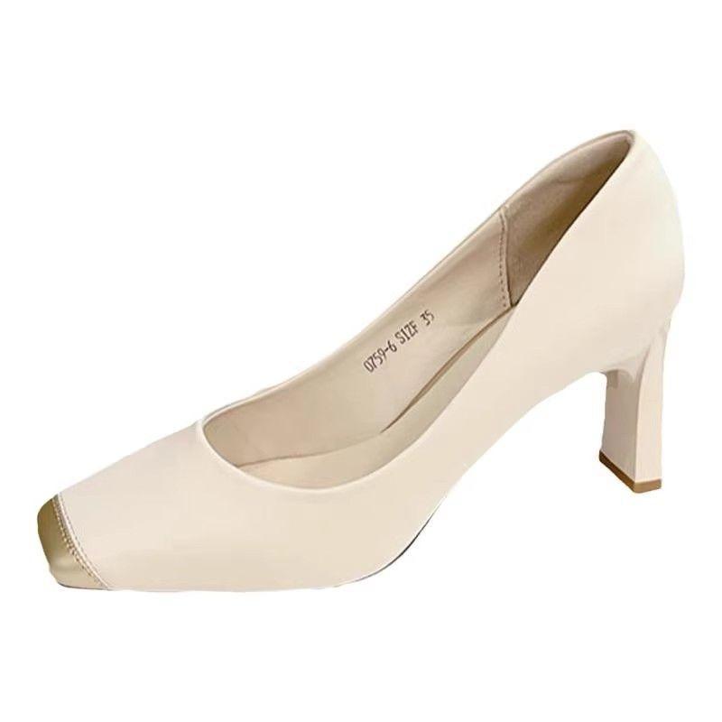 Best-selling Square-toe New High-heeled Shoes, Versatile Low-cut Shoes, Single Shoes