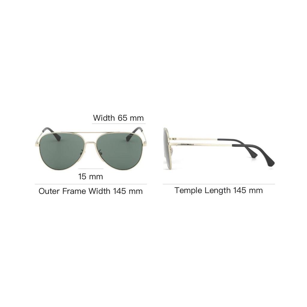Emporio Armani Pilot Style Sunglasses With Leg Markings Unisex sunglasses Silver OEA2149D-300271