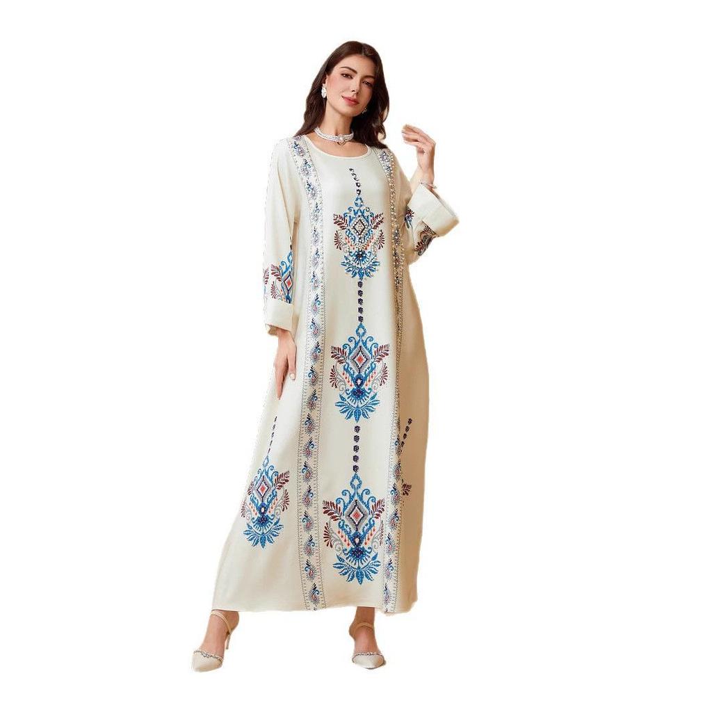 Naher Osten Muslimisches Damen Bedrucktes Roben Abaya Kleid