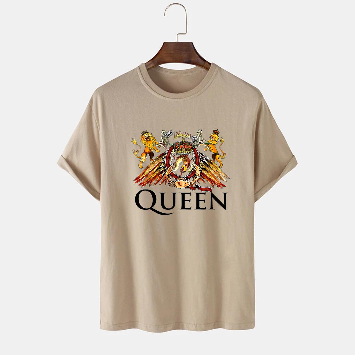 

Повсякденна літня бавовняна футболка з принтом QUEEN 2023 з коротким рукавом і круглим вирізом, вільна футболка для коханців, жіночі топи XL хакі