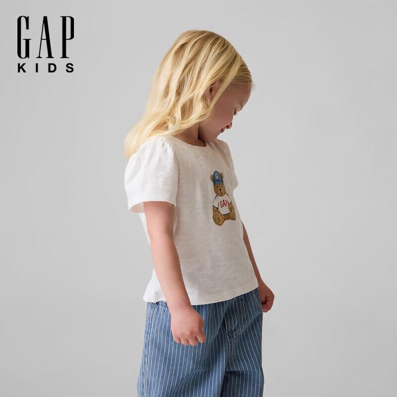 GAP Toddler Girls 2026 Summer Pure Cotton Brenna Bear T-Shirt 110/60 белый