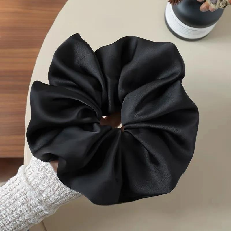 Korean Style Oversized Scrunchie Hair Tie for Women Cute Elastic Hair Band Fashion Hair Accessories чёрный