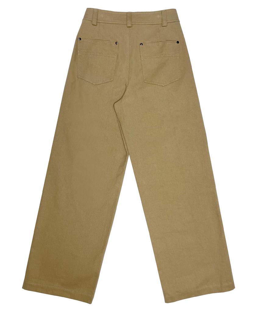 BRILLEMONTHS Straight Cotton Pants [Beige]
