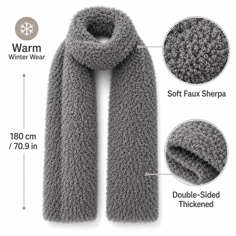 Thickened Plush Scarf Faux Sherpa Neck Scarf New Neckerchief Wrap Women Girl