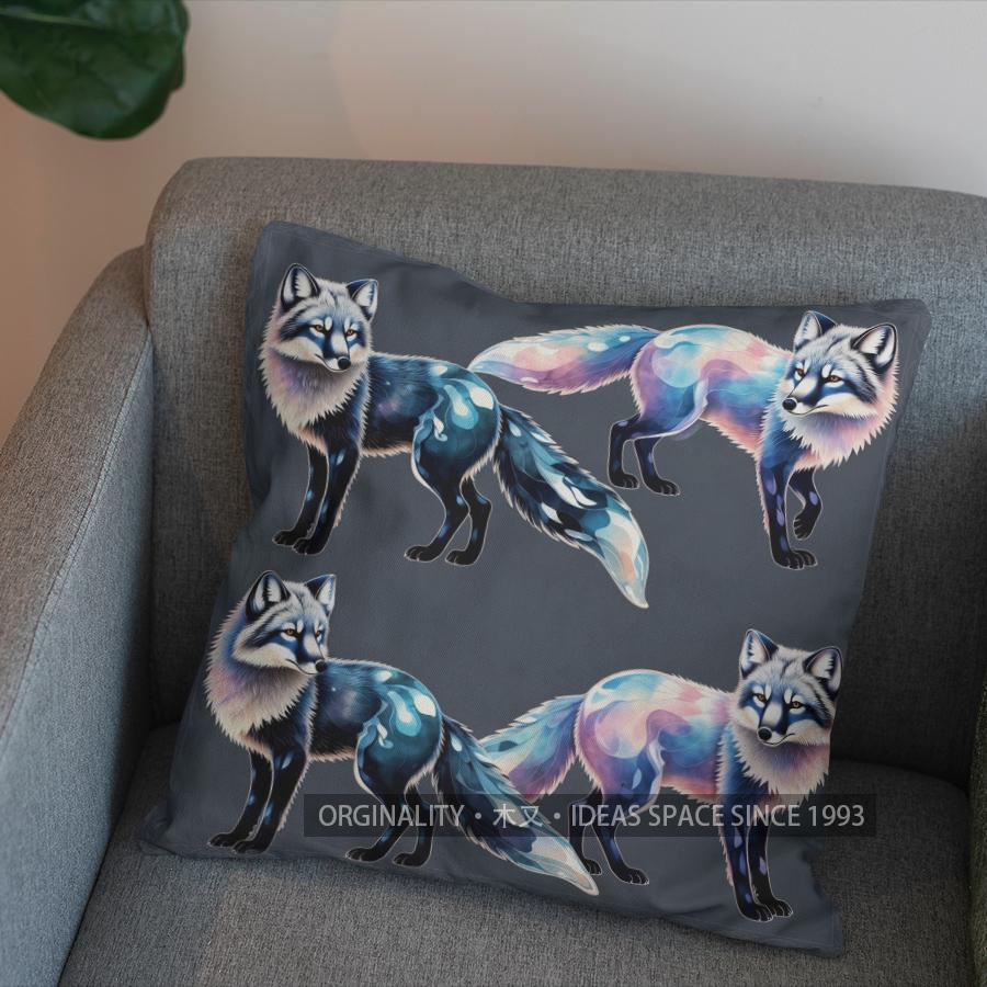 2D Buntes Geometrisches Fuchs Muster Kissenbezug Muster Kissenhülle Geeignet für Sofa Schlafzimmer Auto Kissenbezug