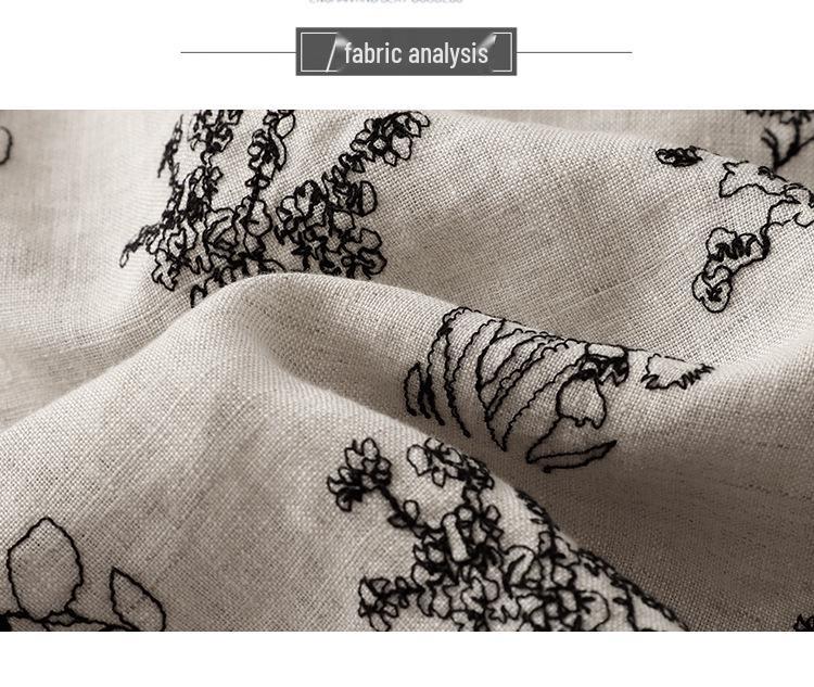 Floral Cotton Linen Mid-Sleeve Round Neck T-Shirt - Artistic Retro Style, Summer 2025 Arrival