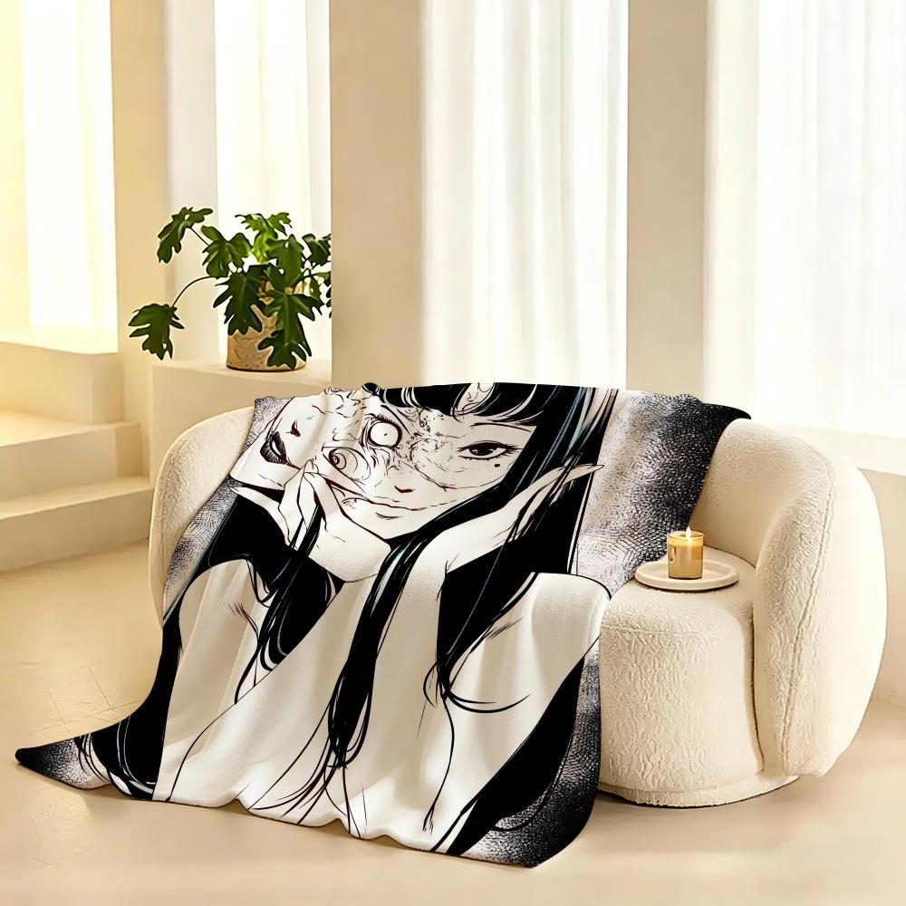 Thriller Movie Junji Ito Tomie Throw Lightweight 240g Flannel Blanket Soft Skin-friendly for Summer Cooling