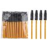 50-Pack Gold Handle Disposable Mascara Brushes - Mini Short Handle Spiral Wands for Lashes & Brows