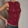 European and American style sexy hot diamond vest personalized street versatile slim fit outer top women