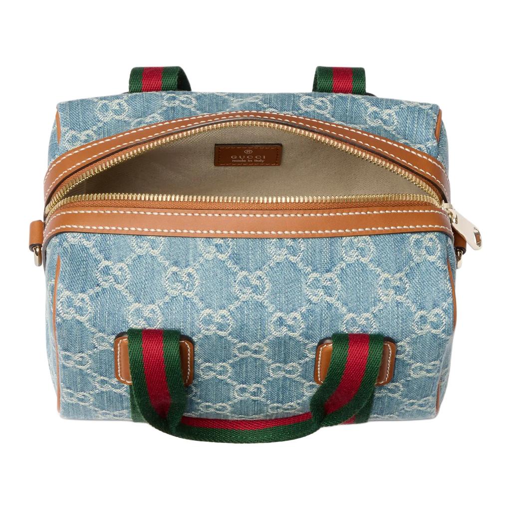 Gucci GG Classic Shape Denim Boston Bag Mini Unisex handbags Blue White 859975-FAFTZ-8661