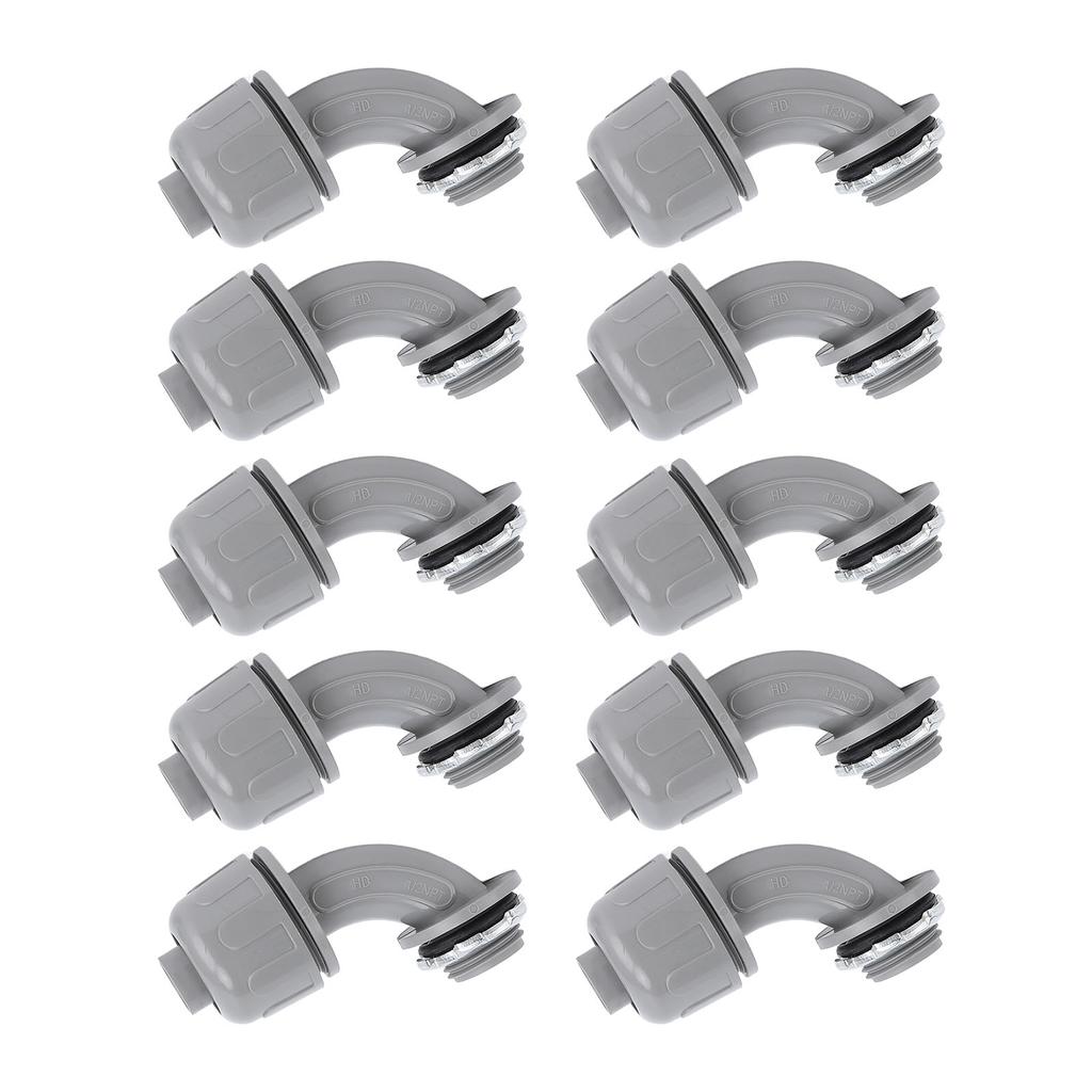10Pcs 1in NPT Liquid Tight Connector Nylon 90 Degree Flexible Non Metallic Electrical Conduit Connec