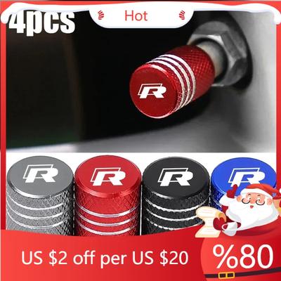 2026 New For VW VOLKSWAGEN for Volkswagen VW 4Pcs Car Wheel Rim Tire Valve Stem Caps Rline 2023 2022 2017 2013 Jetta Passat Auto