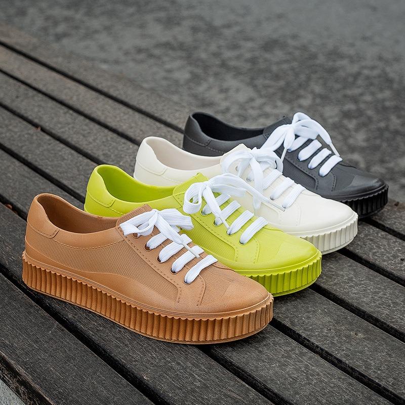 Rain shoes women wear fashionable new short tube candy color waterproof shoes female students non-slip soft-soled nurse little white shoes