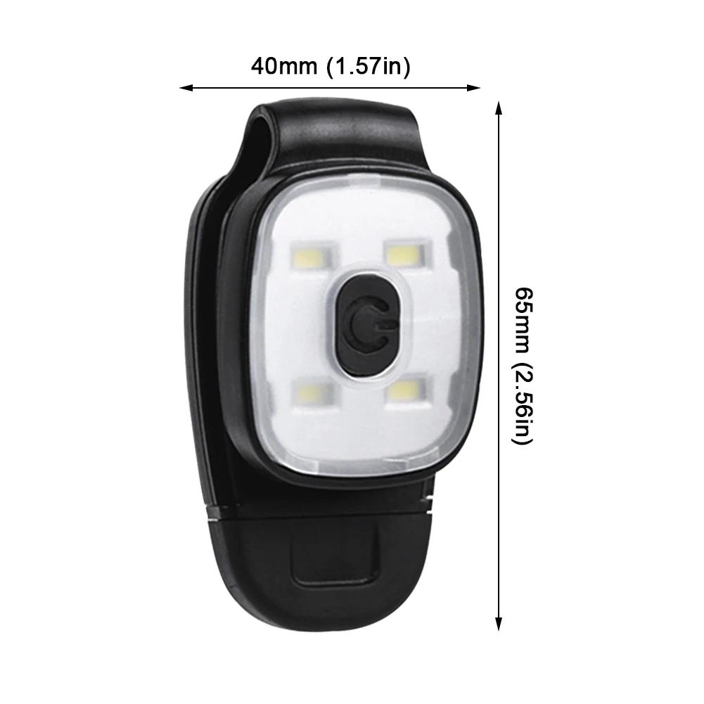 LED Clip Flashlight 4 Lighting Modes USB Rechargeable Clip On Light Safety Warning Running Lights for Night Walking Fishing