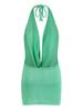 Mini Abito Arancione Lavorato a Maglia Halter da Donna Profondo Scollo a V Schiena Nuda Copricostume da Spiaggia Abito da Festa K145