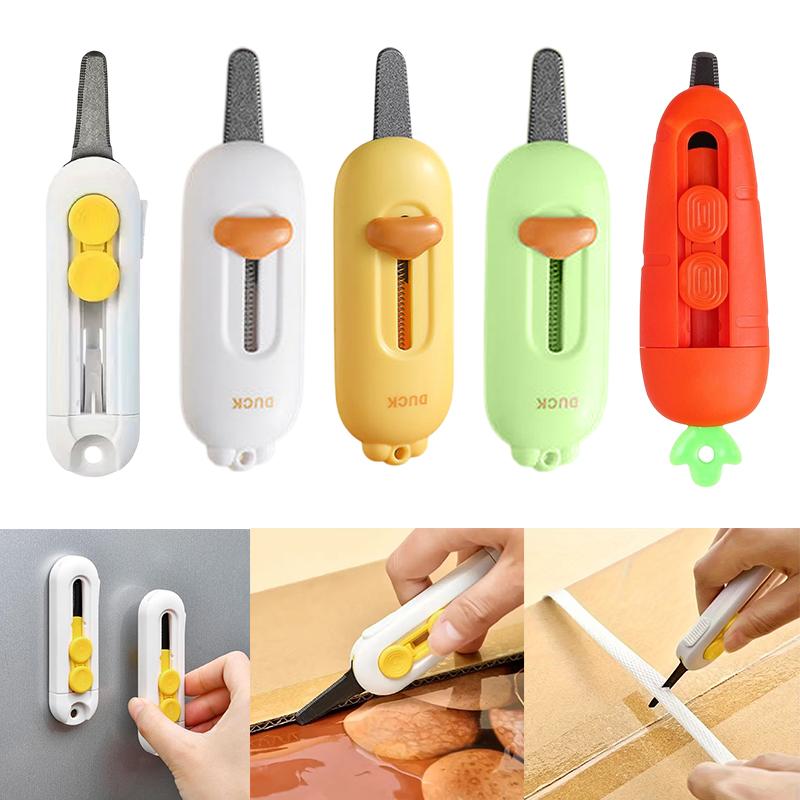 Mini Portable Box Cutter Magnetic Box Opening Knife With Safety Lock Cute Fridge Magnet Home Unboxing And Office Paper Cutting