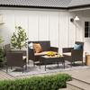 SONGMICS GGF004K05 Balcony Garden Furniture Set PE Polyrattan Lounge Set Patio Furniture Outdoor for Patio Balcony Garden Brown Taupe