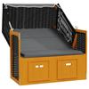 Beach Chair with Roof Poly Rattan & Solid Wood Black Anthracite