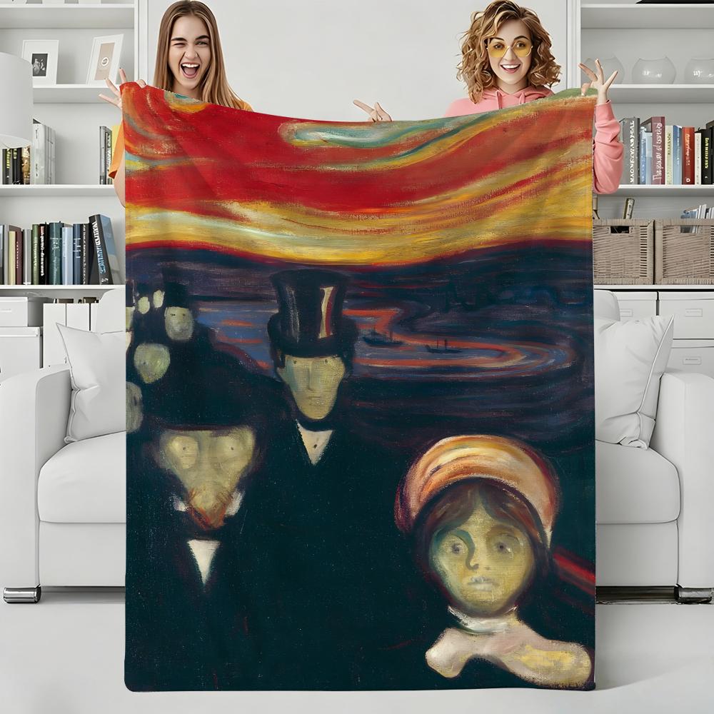 Artist E-Edvard Munch Throw Flannel Blanket Perfect for Sofa Office Bed Travel Sleep Read Relax Camping four season use