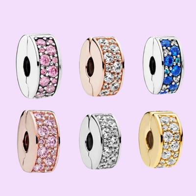 S925 Sterling Silver Pave Clamping Joints Beads Fit Making Bracelet for Women Birthday Jewelry Gifts With Cloth Bag
