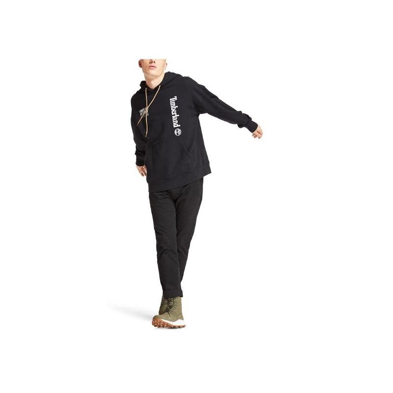 Timberland Letter Print Loose Sports Hoodie Men Hoodies Black A28MP-001