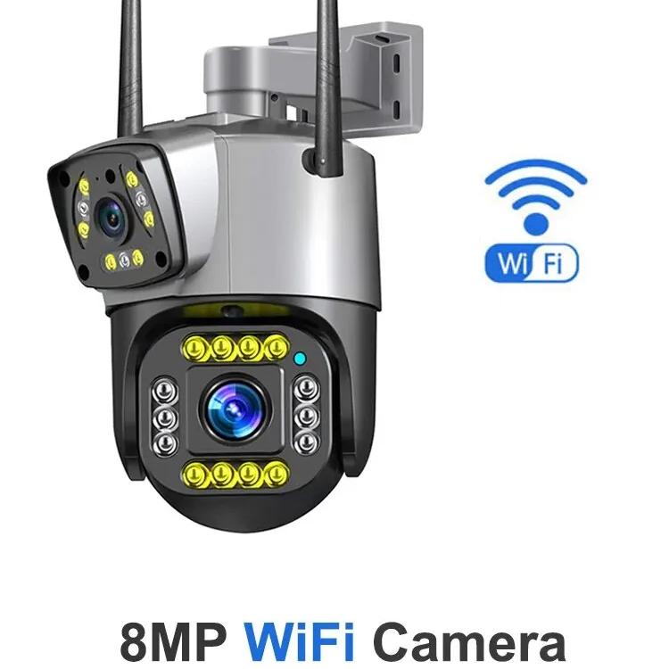 New EU Dual Lens 4G IP Camera WiFi 8MP 4K Surveillance Camera Wireless Outdoor Smart Home Night Vision Digital Zoom CCTV Camera