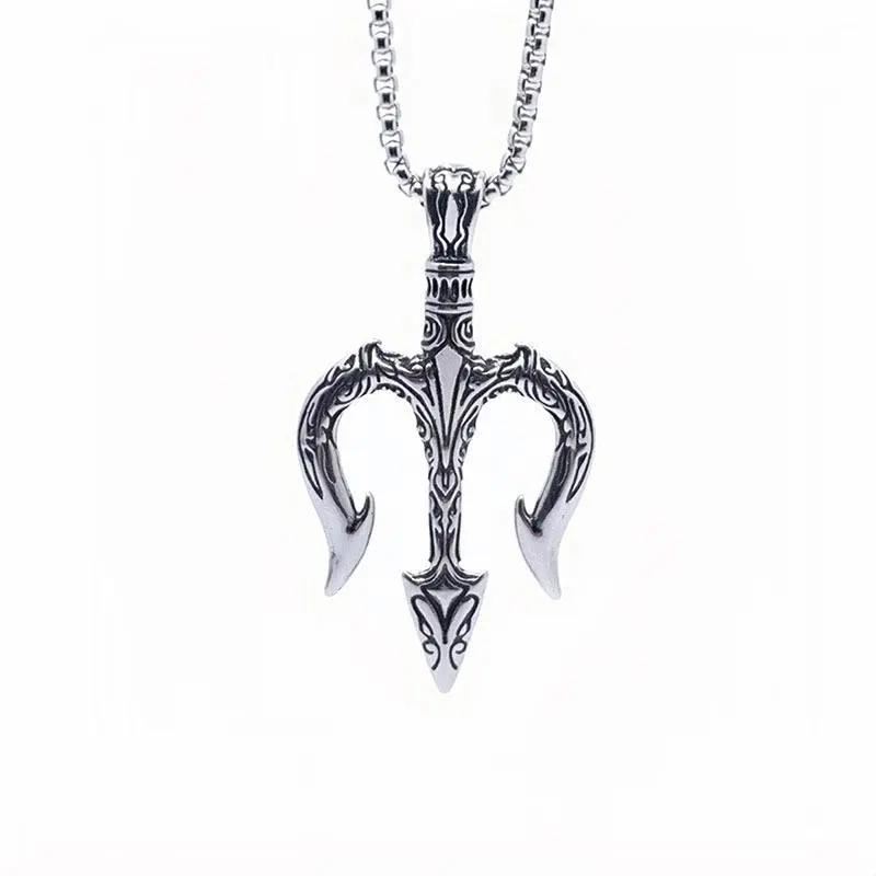 Classic Popular Anchor Trident Pendant Necklace for Men and Women Hip-Hop Rock Trend Nordic Jewelry