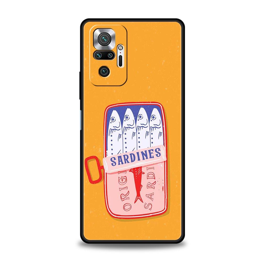 Phone Case For Xiaomi Redmi Note 14 13 12 Pro Plus 5G 9S 9 10 11 4G 14C 13C 12C 10C 9C 9A Soft Cover Sardines Aquatic Product