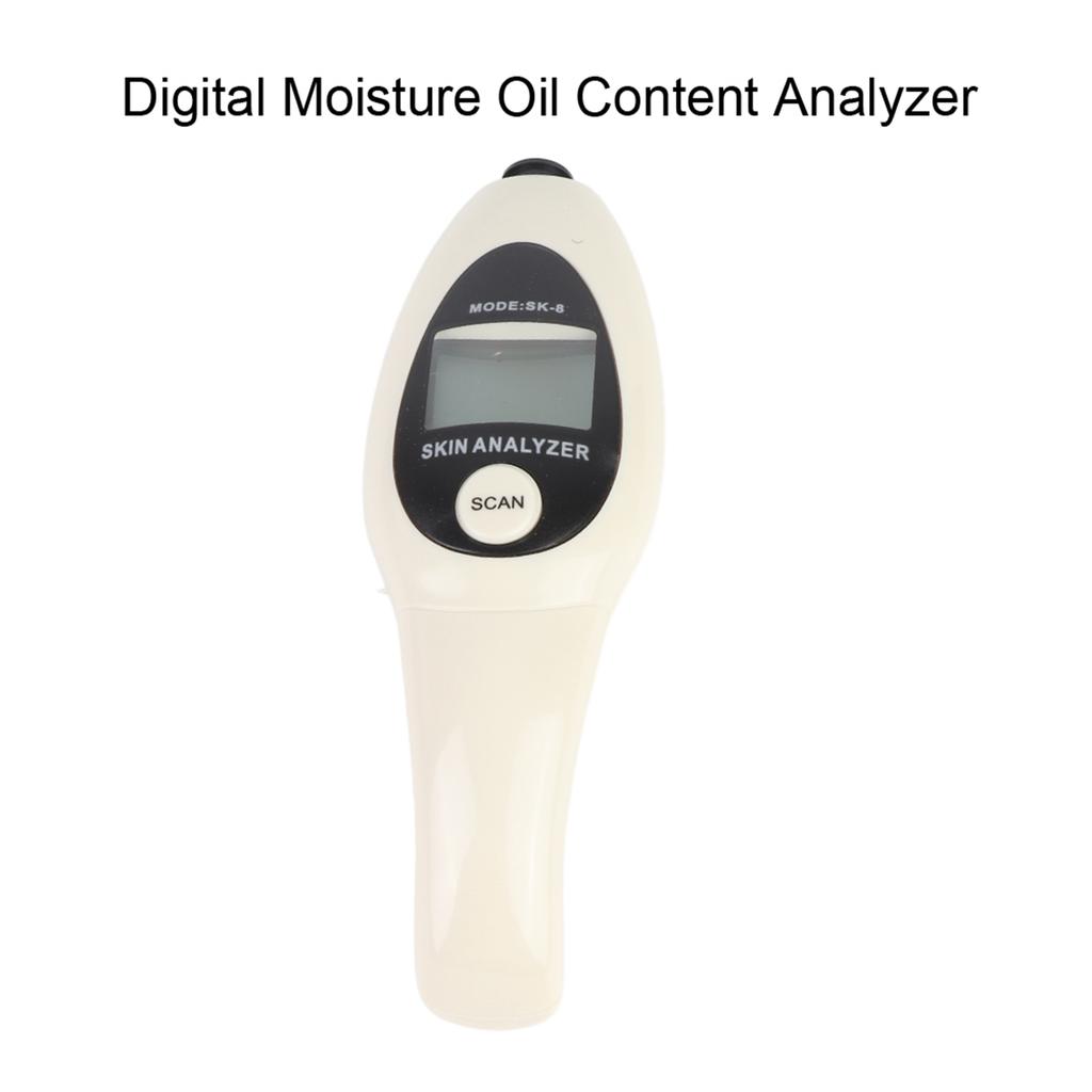 Digital LCD Display Precision Skin Sensor Tester Facial Moisture Water Oil Analyzer (White)