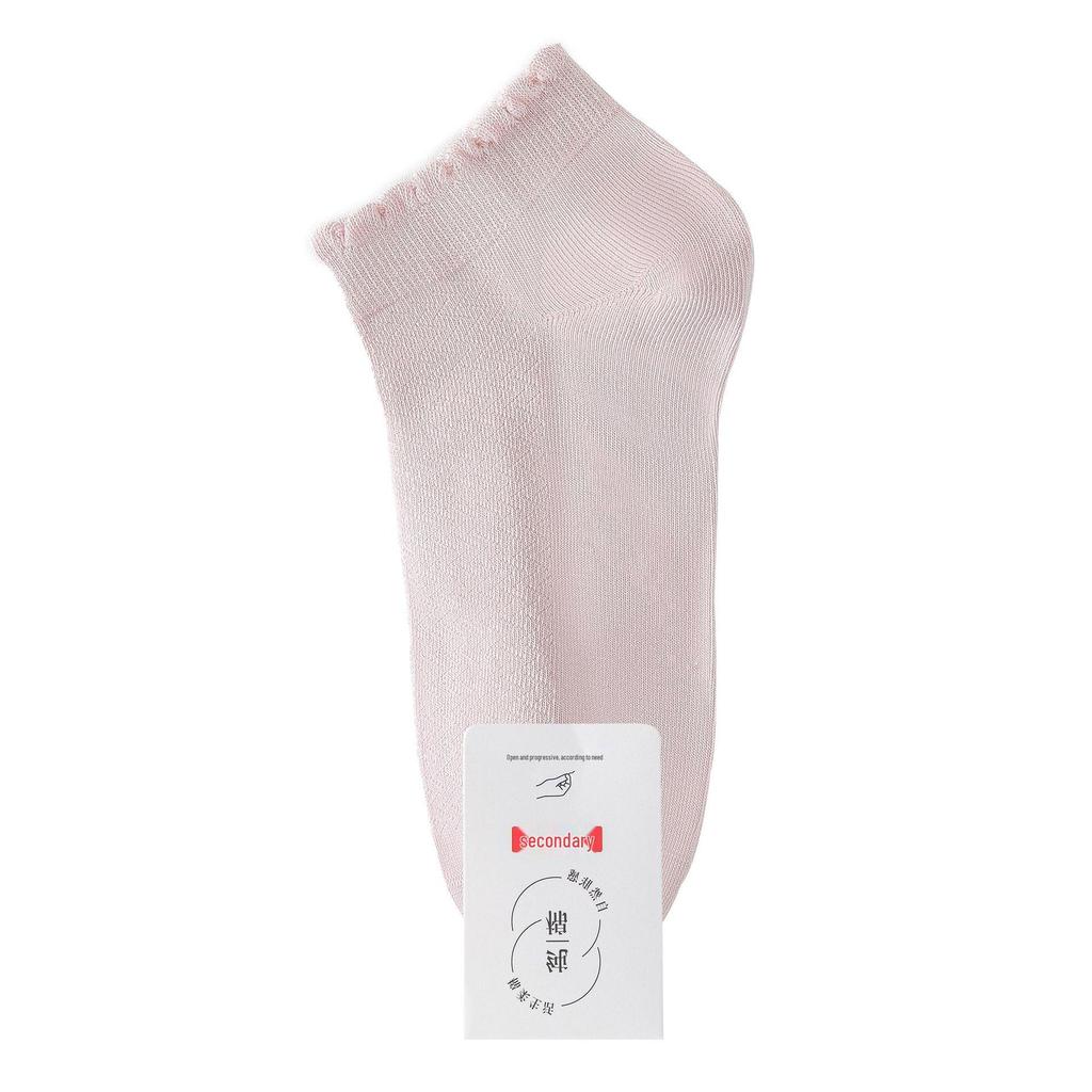 Seamless Breathable Cotton Women's White Anti-Odor Short Socks for Spring/Summer