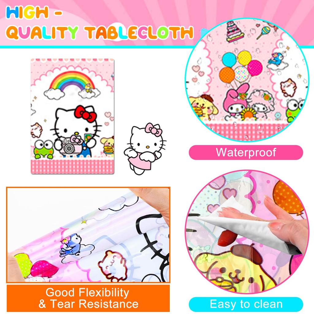 36Pcs Cartoon Birthday Party Supplies, Cartoon Party Decors Set - Cartoon Birthday Decor Banner Background Tablecloth and Cartoon Balloon Cake Topper