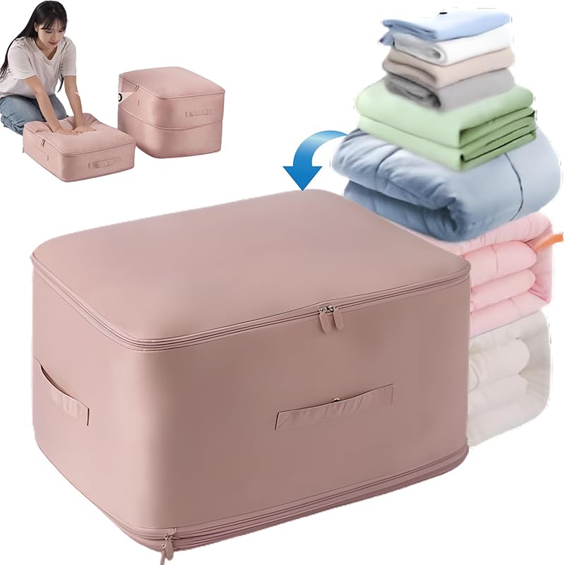 Space Saving Self Compression Organizer, 2025 New Ultra Space Saving Self Compression Organizer, Heavy Duty Moving Bags, Storage Tote for Space Large розовый