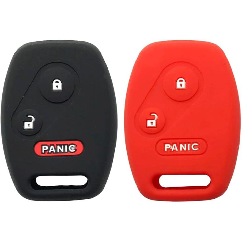 Silicone Protector Key Fob Cover Case fit for Honda Accord Pilot Civic Crosstour CR-V Element Key Fob 3 Buttons (Black+Black)