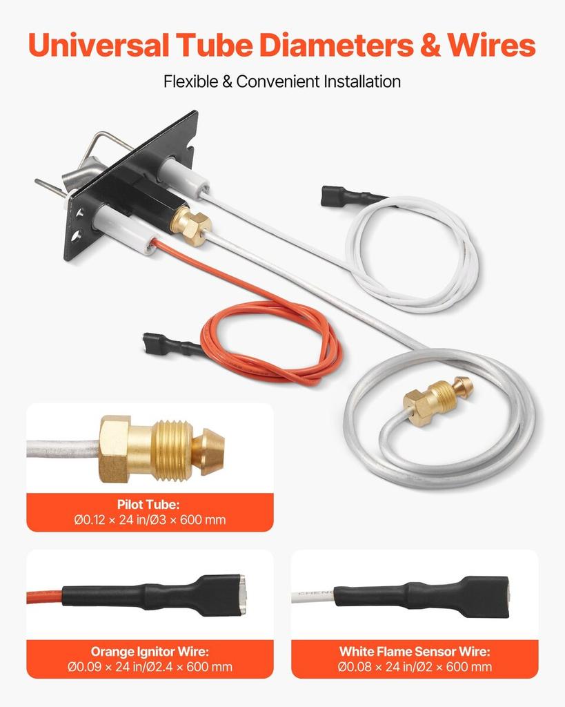 Gas Pilot Assembly, OE 2090-012, 2198-012, SRV2090-012 Fireplace Gas Pilot Assembly, Natural Gas Ignition Replacement, Fit Heatilator, Heat & Glo,