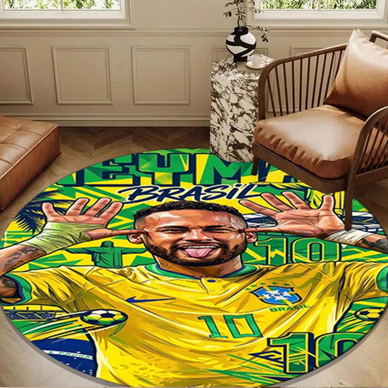 Lucky Football Neymar Journey Round mat, Anti-slip Circle Carpet Chair rug For livingroom,Bedroom, doormat home decor Gift Christmas Gifts