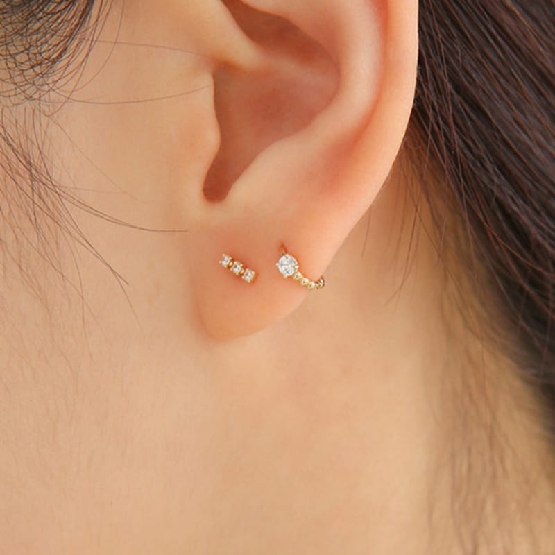 LUNNE 14k Triple Q Bar Piercing (14k Gold) (Bar Thickness 1mm) #PIB13